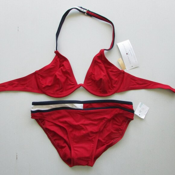 TOMMY HILFIGER Preppy Colour Blocked Bikini - Sz 8 - NEW - Picture 2 of 11